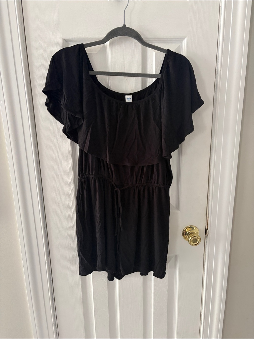 Old Navy Black Flutter-Sleeve Tie-Waist Romper